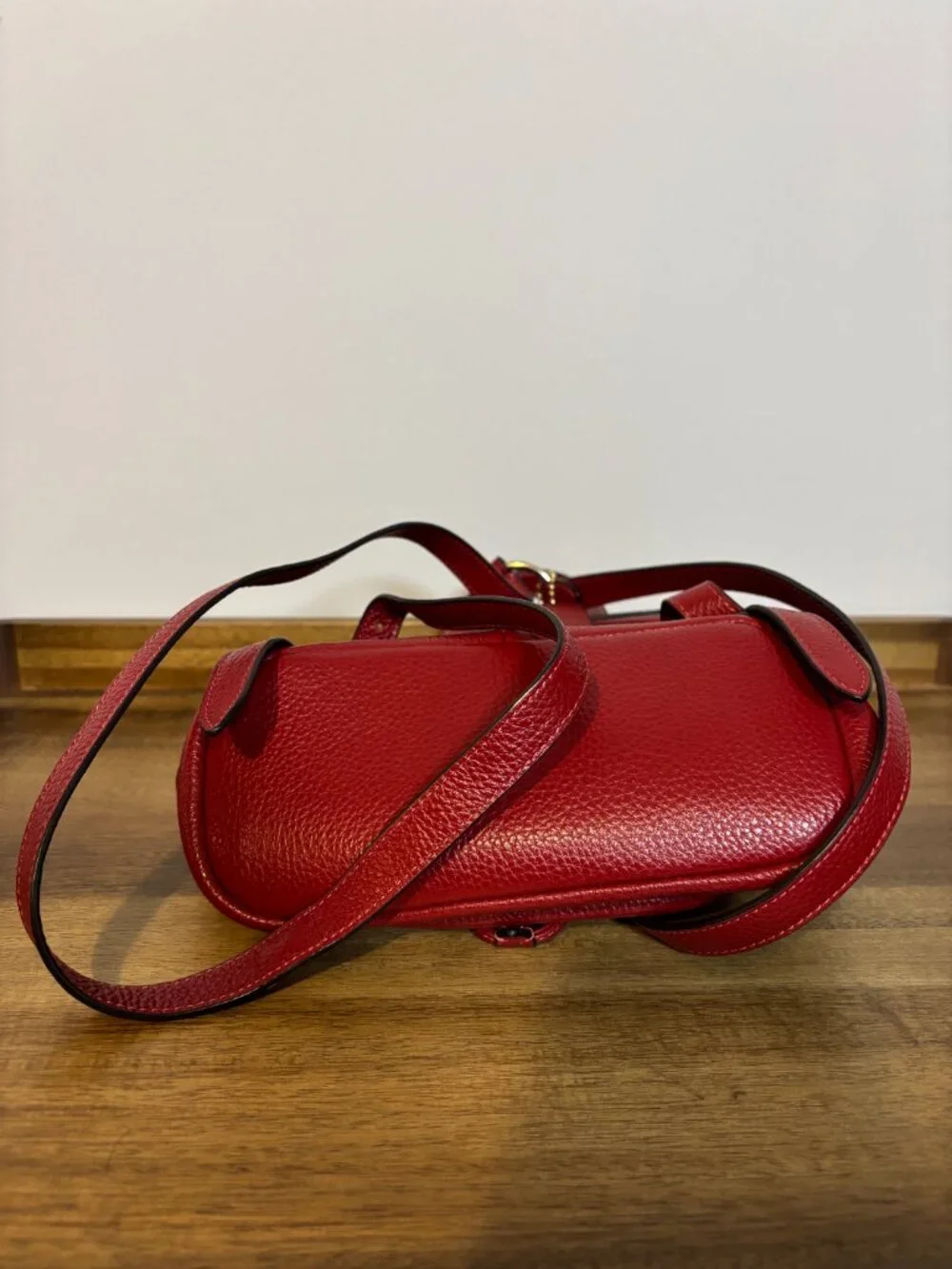 Coach Pennie 22 Red Pebbled Leather Mini Backpack